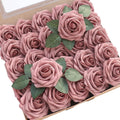 Real Looking Dusty Rose Foam Fake Roses for DIY Floral Arrangements