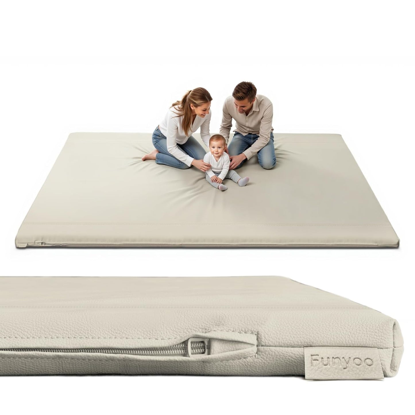 Padded 79x71 Inch Gray Large Baby Play Mat for Safe Playtime