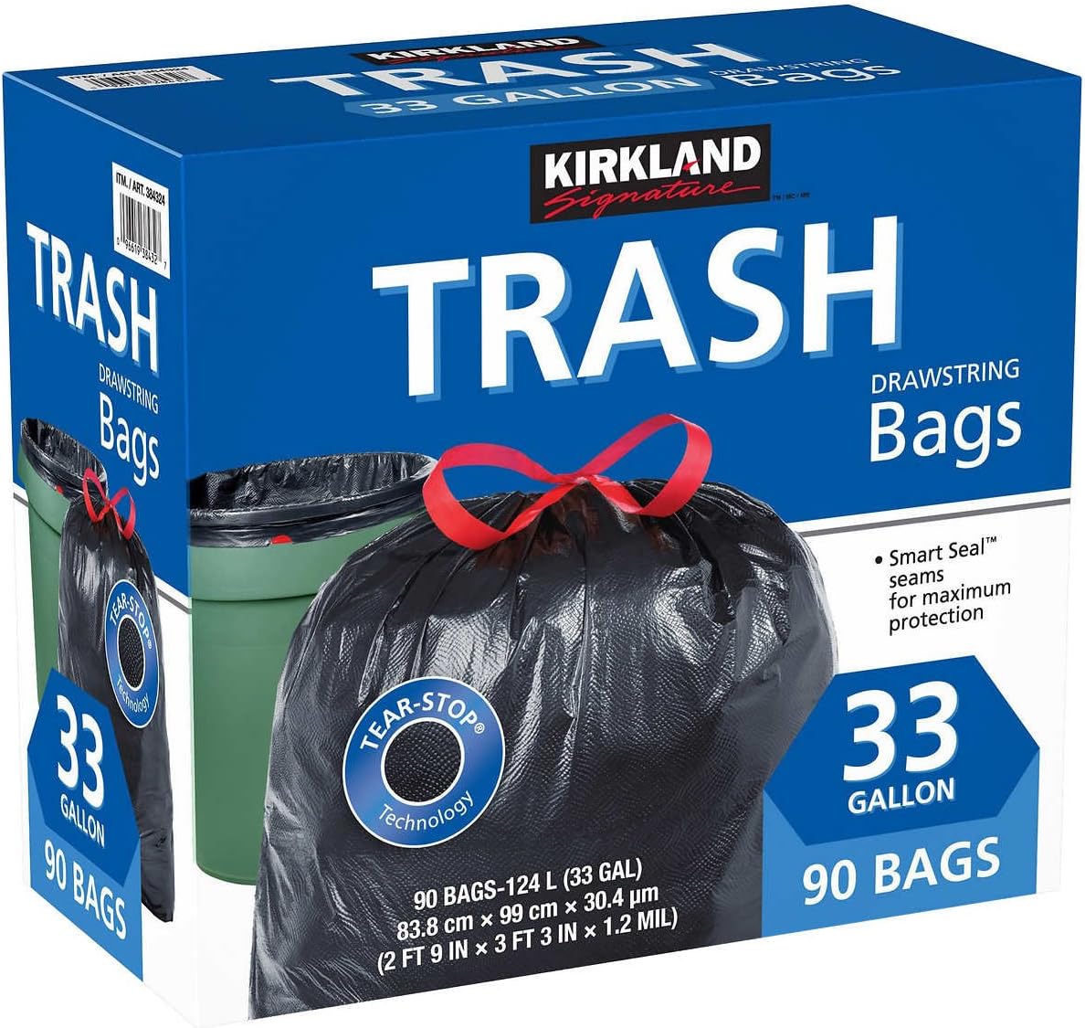 Kirkland Signature 33 Gallon Black Drawstring Trash Bags Review