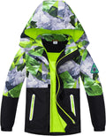 Boys Girls Rain Jackets Hooded Waterproof Windbreakers for Kids 4-14Y