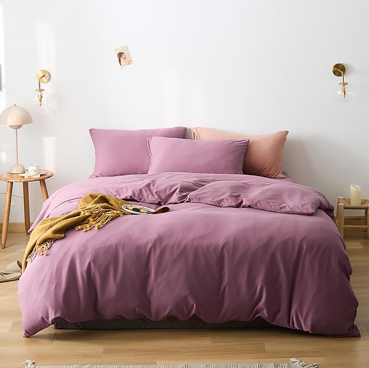 Cottonight Purple Comforter Set for California King Beds