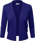 JJ Perfection Women's Basic 3/4 Sleeve Open Front Cropped