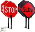Stop Slow Sign 18 in Double Sided Reflective 2-Pack - Durable Traffic