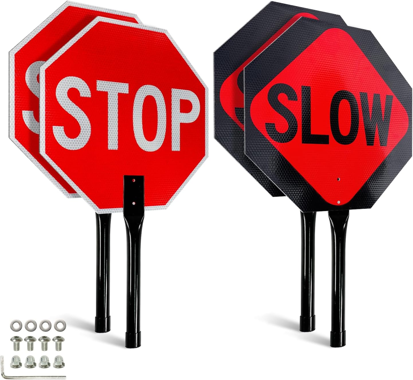 Faittoo Stop Slow Sign 2-Pack 18in Reflective Traffic Control