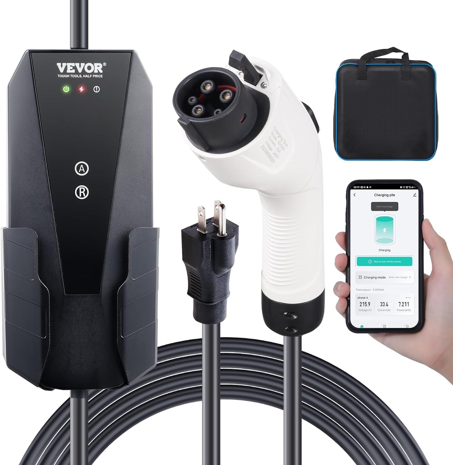 VEVOR Level 1+2 Portable EV Charger for Home and Travel