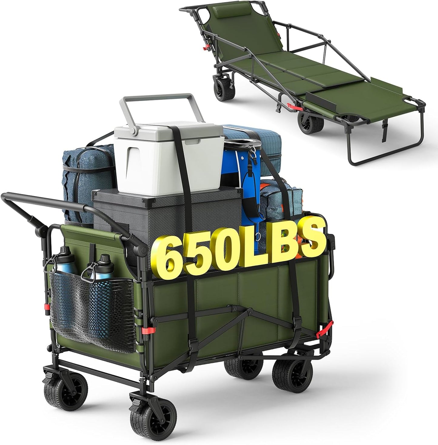 LEVELEVE Heavy Duty Folding Wagon - 2-in-1 Collapsible Cart