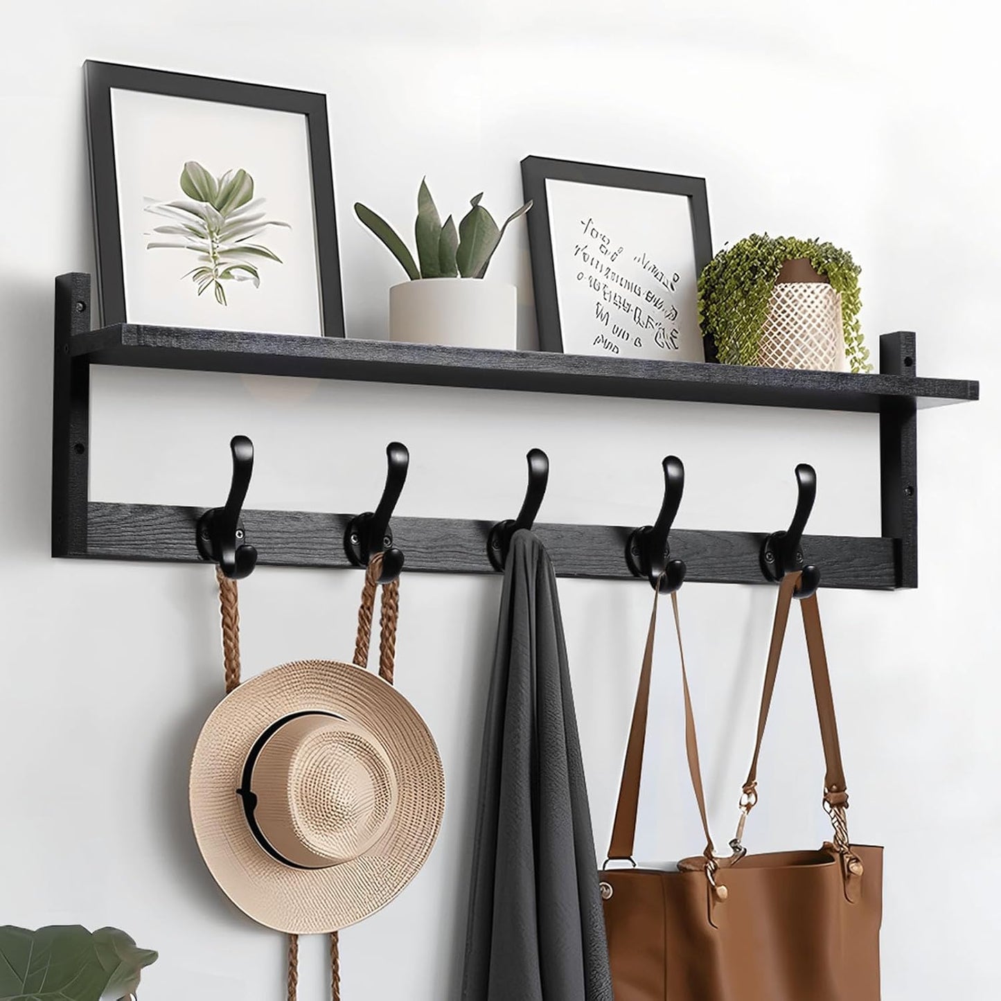 Tatub 29 Inch Coat Rack Wall Mount with Shelf for Entryway