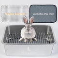 Rabbit Stainless Steel Litter Box with Raised Grid - Easy Clean