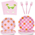 Party Perfect Pink Checkered Tableware Set