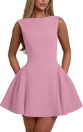 YMDUCH Women's Summer Sleeveless A-line Mini Party Dress