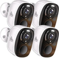 5G/2.4G WiFi Security Cameras 4pcs - 2K Battery Outdoor Color Night