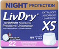 LivDry Adult XS Incontinence Underwear Overnight Comfort Absorbency