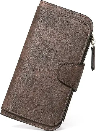 CLUCI Women Wallet Leather RFID Trifold Large for Daily Use