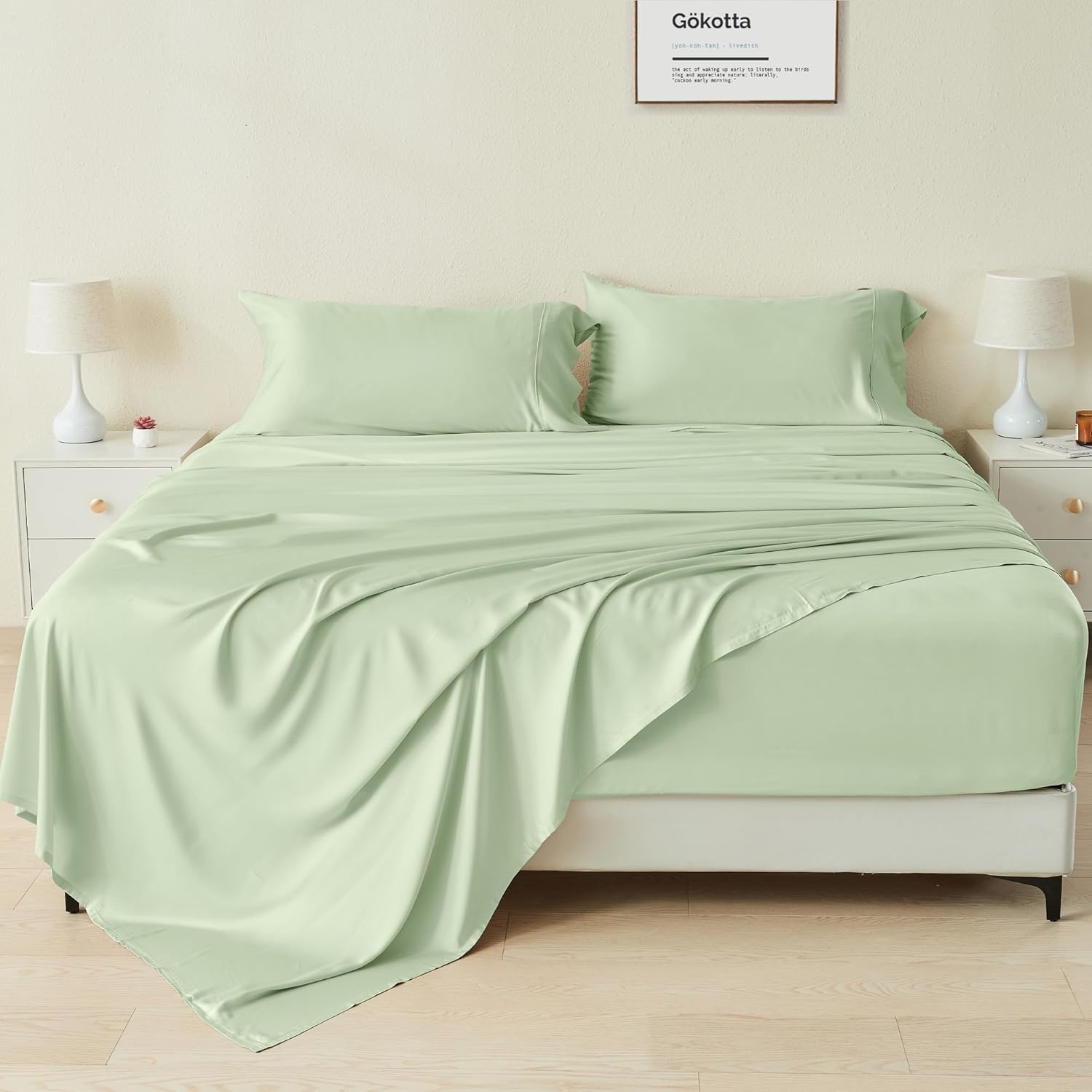 GOKOTTA Queen Sheet Set: Soft Bamboo Sheets for Comfort
