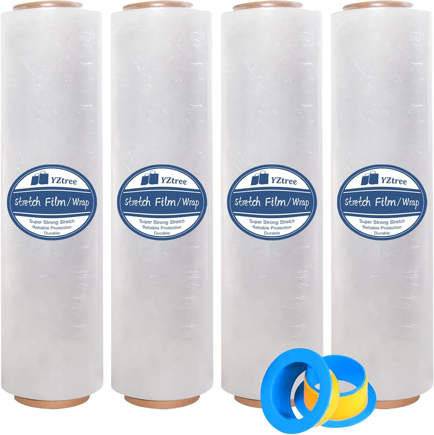 4 Pack Plastic Wrap for Moving: 18 in Clear Shrink Wrap Roll