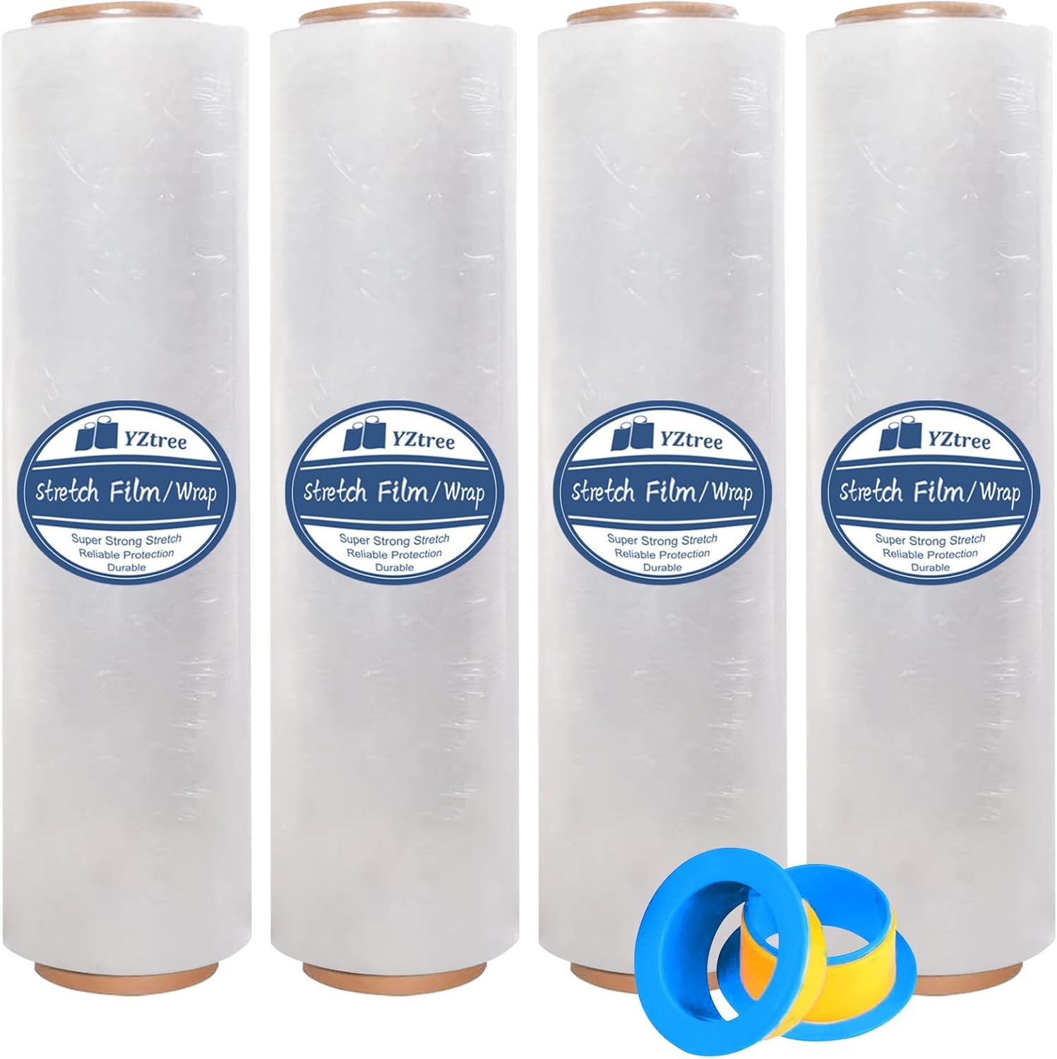 4 Pack Plastic Wrap for Moving: 18 in Clear Shrink Wrap Roll