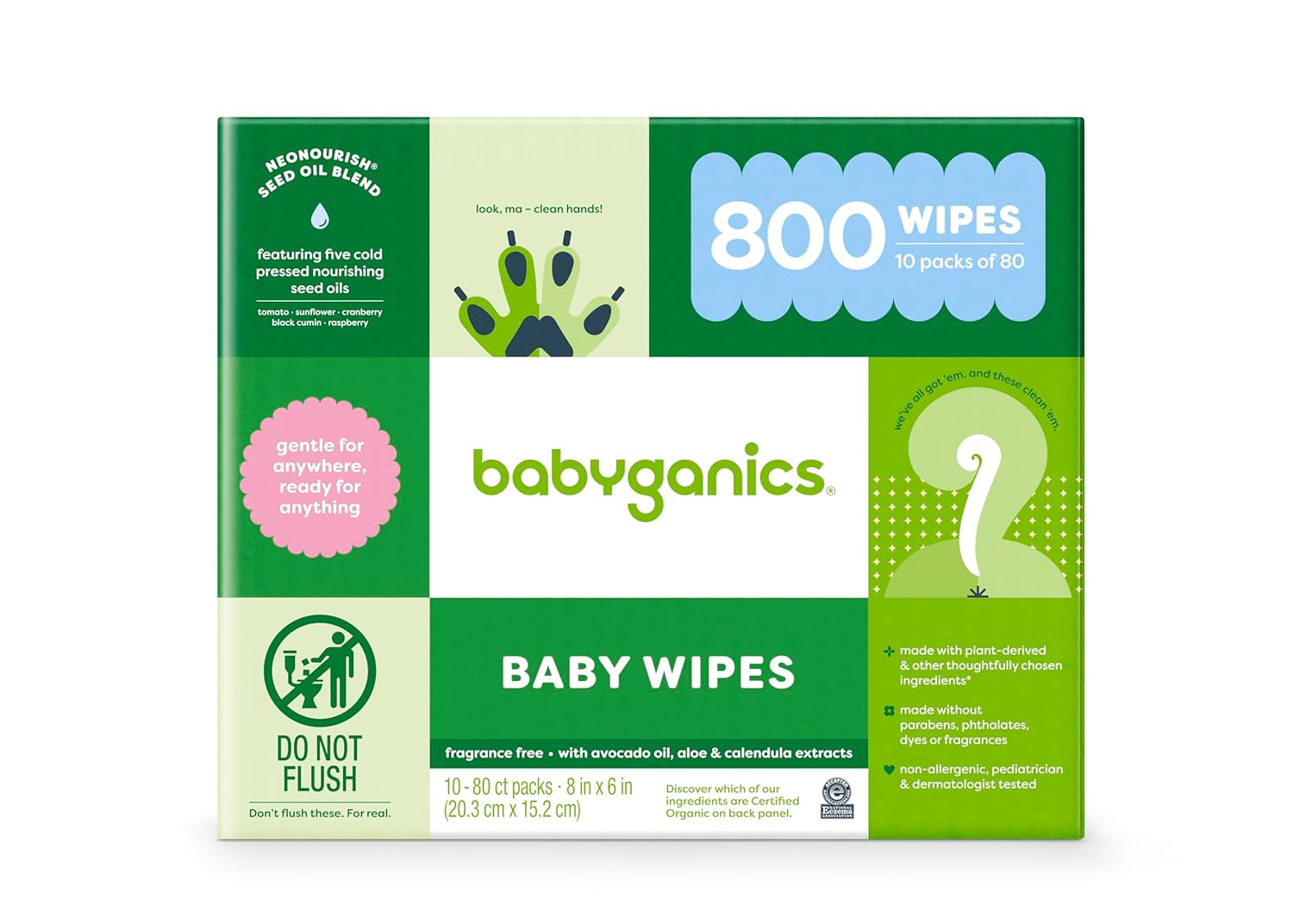 800 Count Babyganics Plant-Based Diaper Wipes