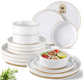 AmorArc Ceramic Dinnerware Set for 6 - Handpainted 18-Piece Stoneware