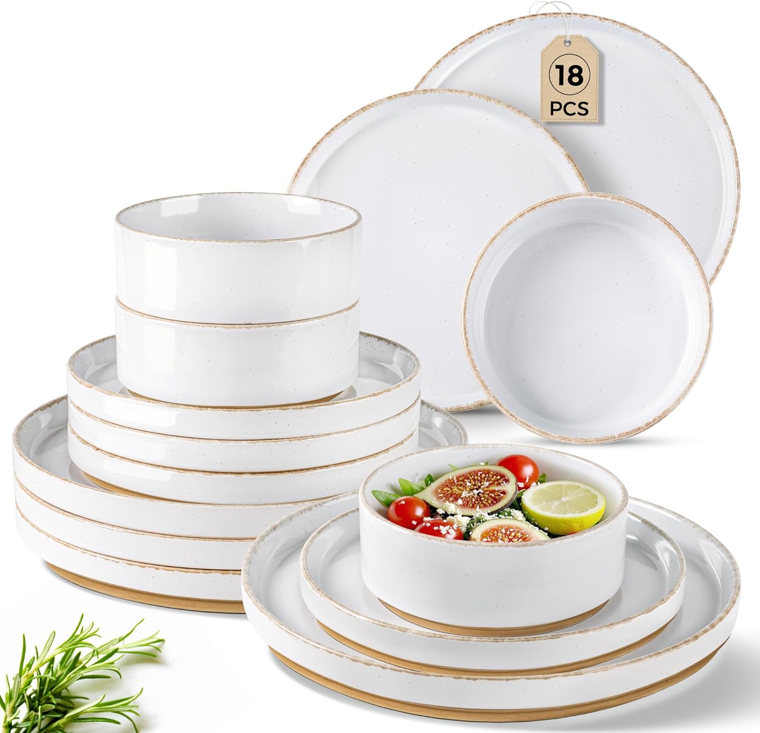 AmorArc Ceramic Dinnerware Set for 6 - 18 Pieces Handpainted