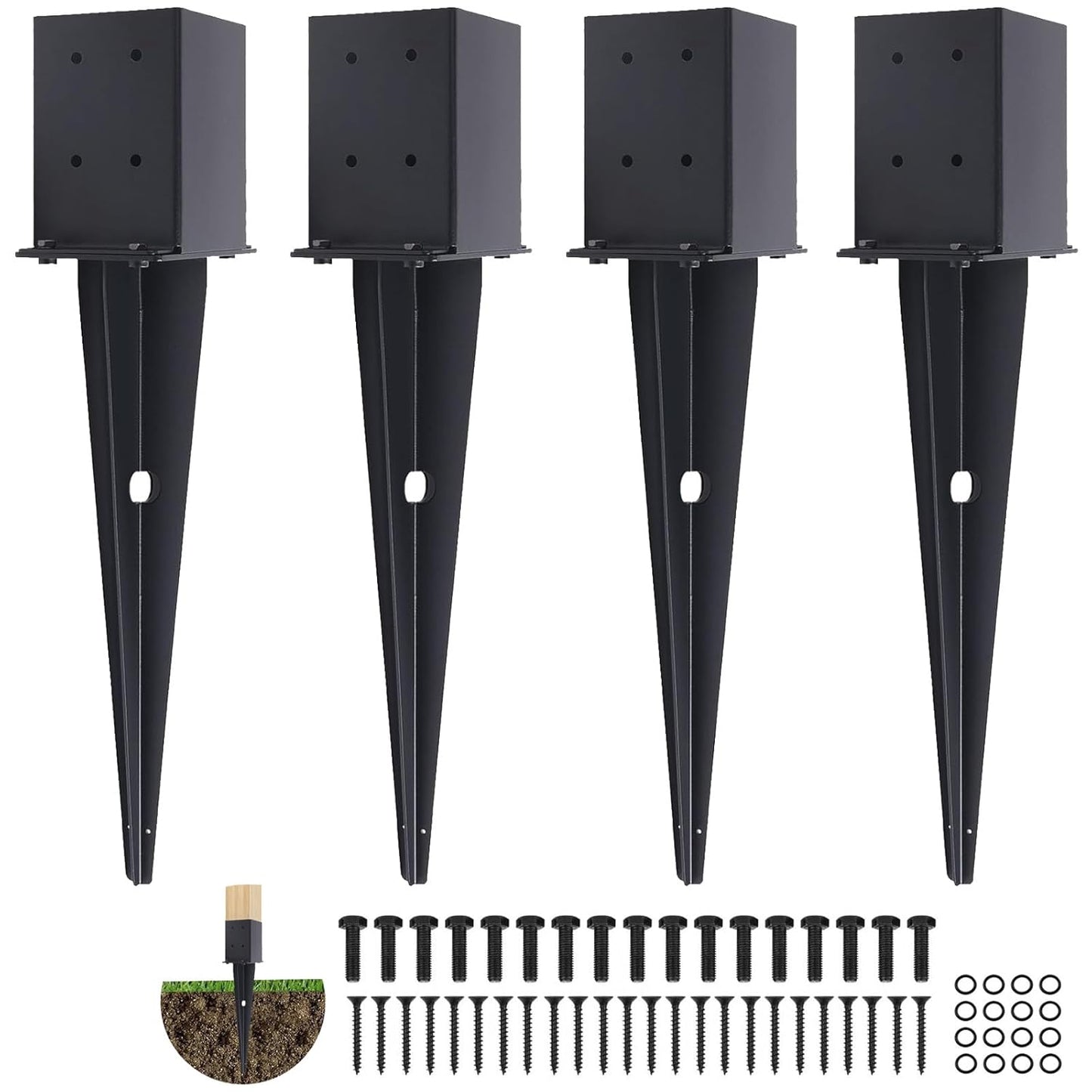 4 Pcs Heavy Duty Fence Post Anchor Ground Spike for Outdoor Use