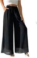 heipeiwa Women's Chiffon Wide Leg Palazzo Pants - Lightweight Elegance