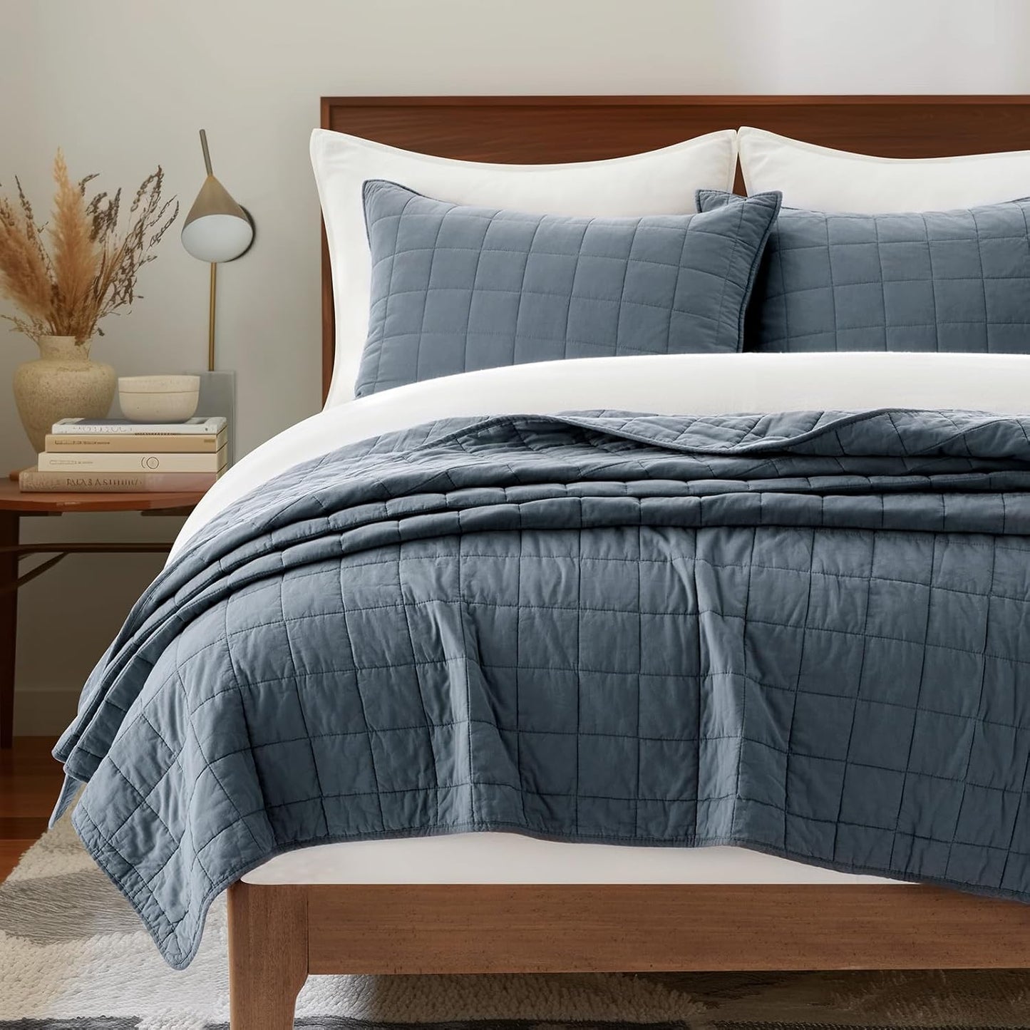 100% Cotton Box Stitch Quilt Bedding Set King Size for Comfort