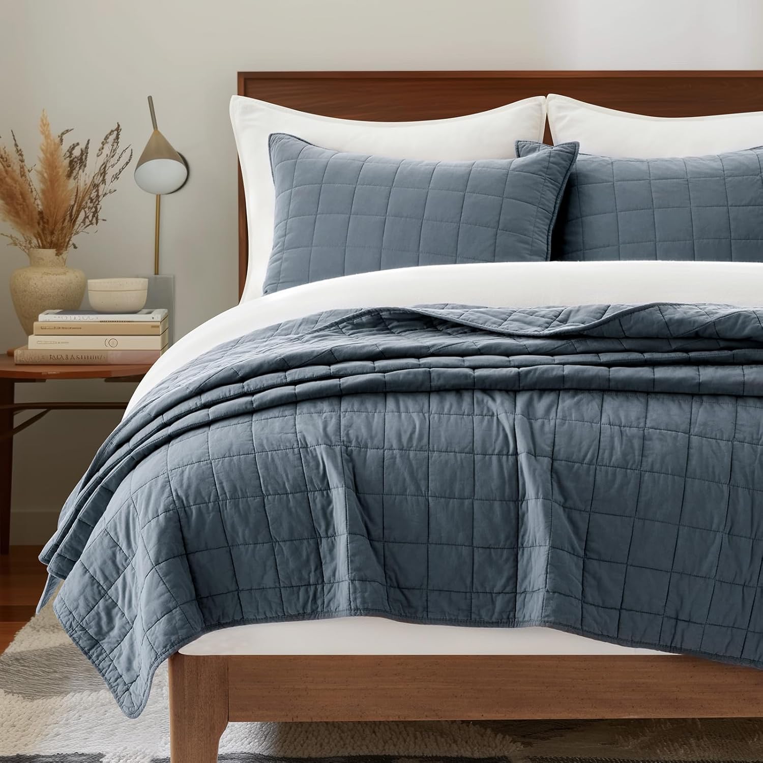 100% Cotton Box Stitch Quilt Bedding Set King Size for Comfort