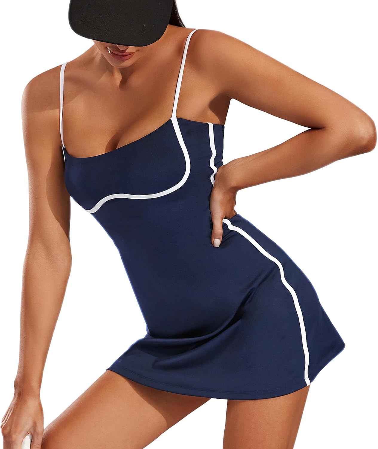 Move With You Womens Workout Tennis Dress with Built-in Bra