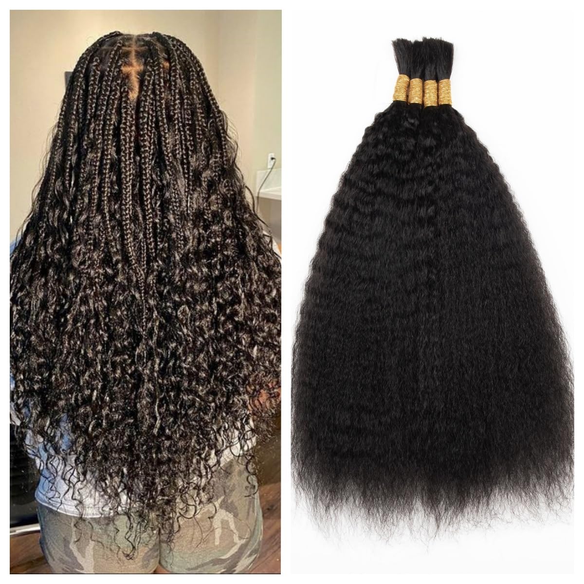 Kinky Straight Human Braiding Hair No Weft for Boho Braids