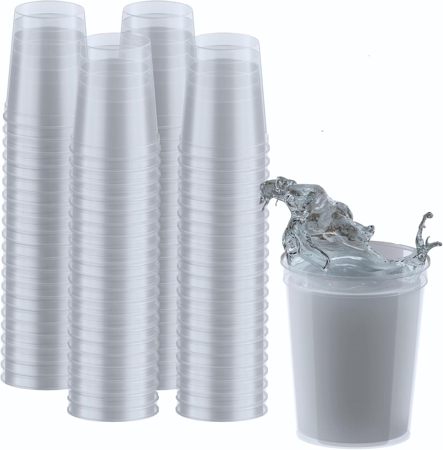 PartyPrints 100 Pack 16 oz Clear Reusable Plastic Cups for Events