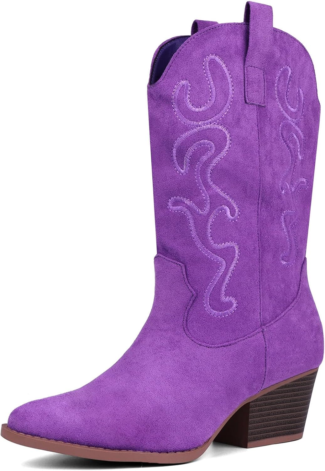 Stylish Mid Calf Cowboy Boots for Women with Chunky Block Heel
