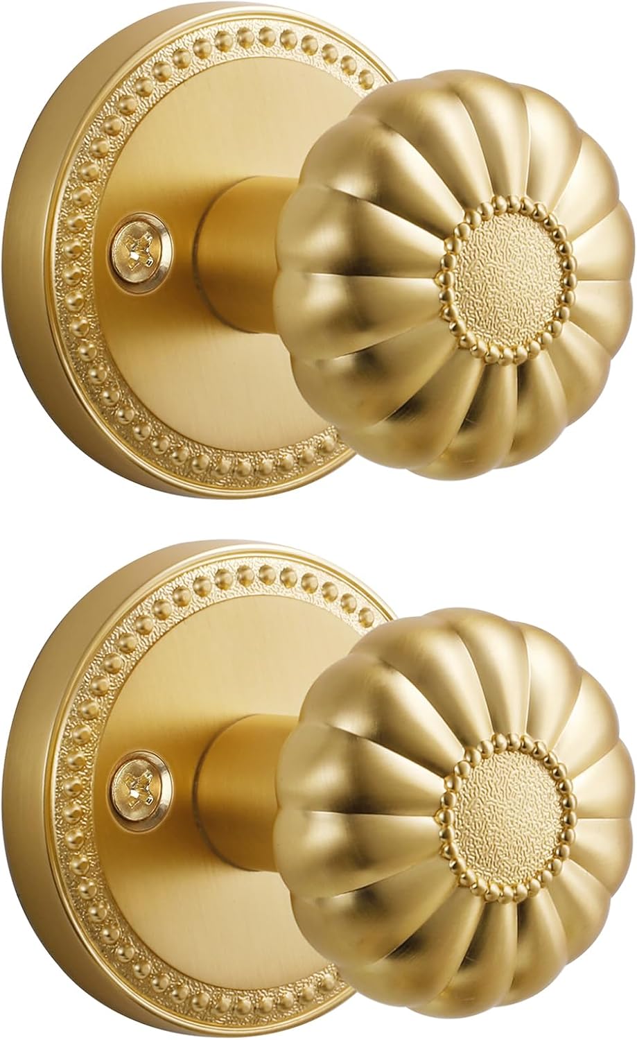 Gold Door Knobs for Passage Doors - Brushed Satin Brass Finish