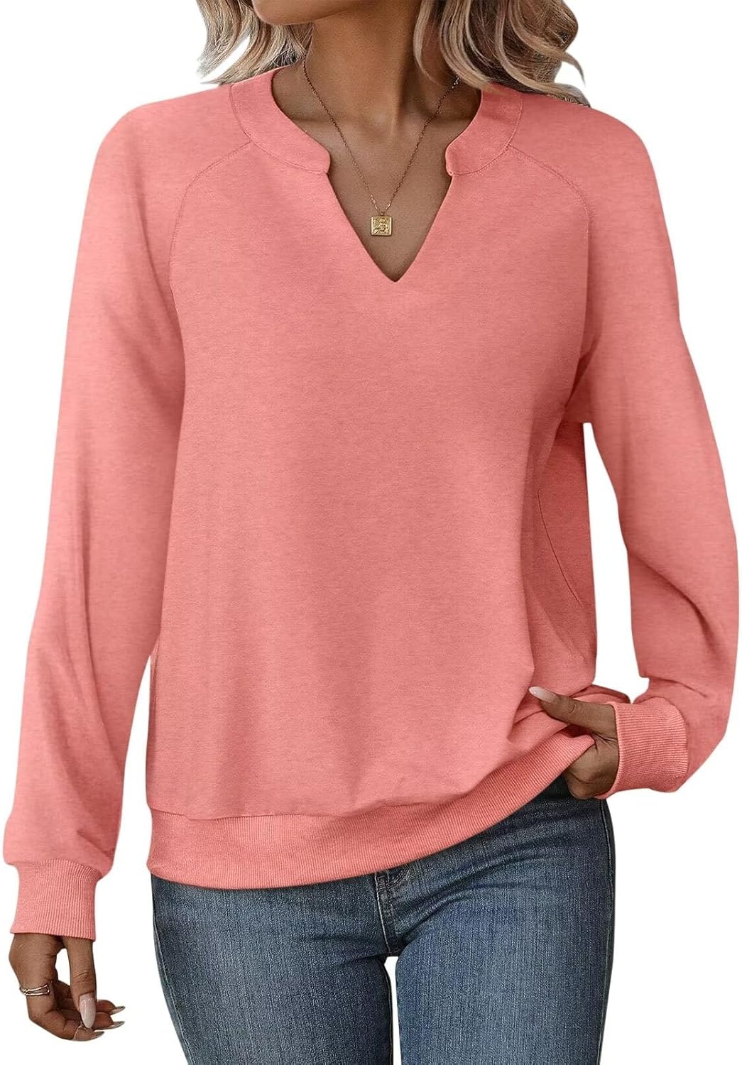 EADINVE Cute V Neck Sweatshirt - Cozy Lightweight Style