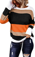 Dokotoo Womens Color Block Striped Sweater - Cozy Fall Layering