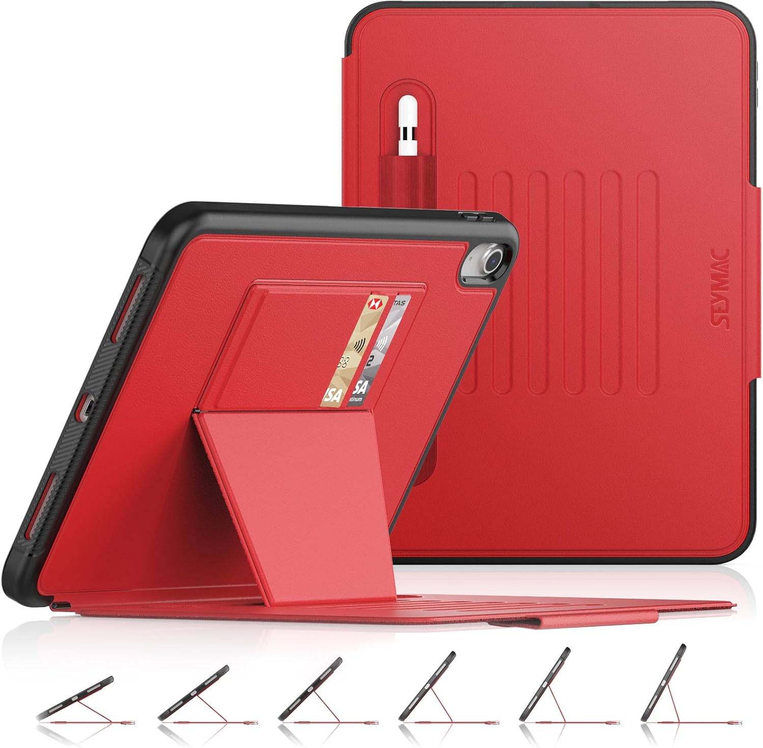 10.9'' iPad 10th Gen Magnetic Case - Shockproof & Multi-Stand (Red)