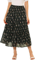 Allegra K Women's Floral Chiffon A-line Long Tiered Midi Skirt - Flowy