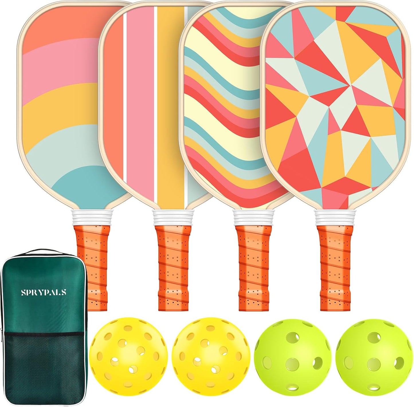 Premium Wood Pickleball Paddles Set of 4 for All Players
