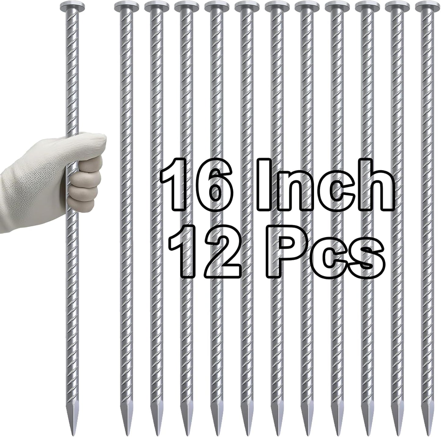 16 Inch Rebar Stakes for Heavy Duty Asphalt Anchoring Spikes