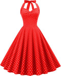 Women 50s Vintage Polka Dot Halter Swing Dress - Classic (Style WSSX)