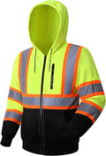 Hi-Vis Safety Sweatshirt Hooded Zip-Up - Class 3 Visibility