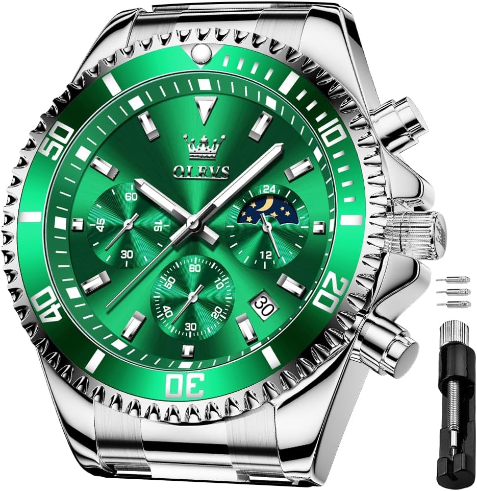 OLEVS Men's Waterproof Chronograph Watch with Luminous Dial