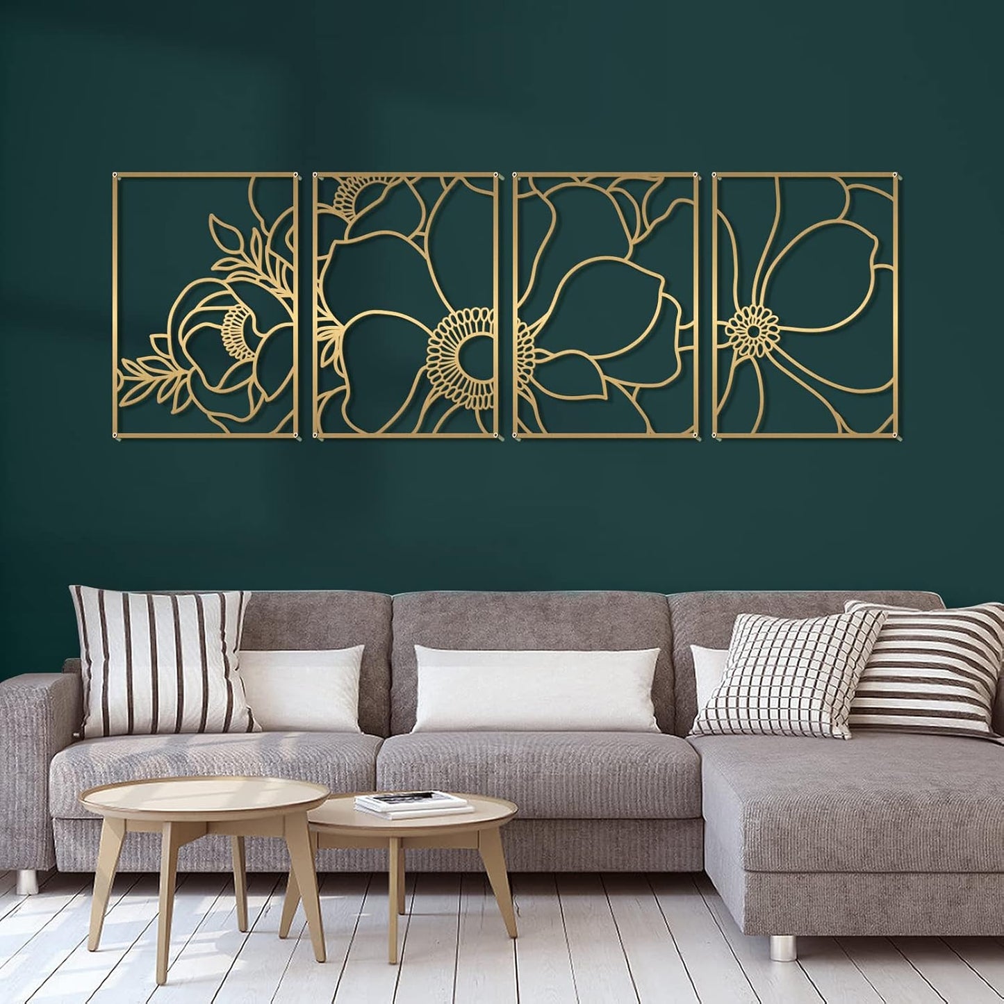 Glamativity 4 Pack Gold Wall Art for Modern Home Decor