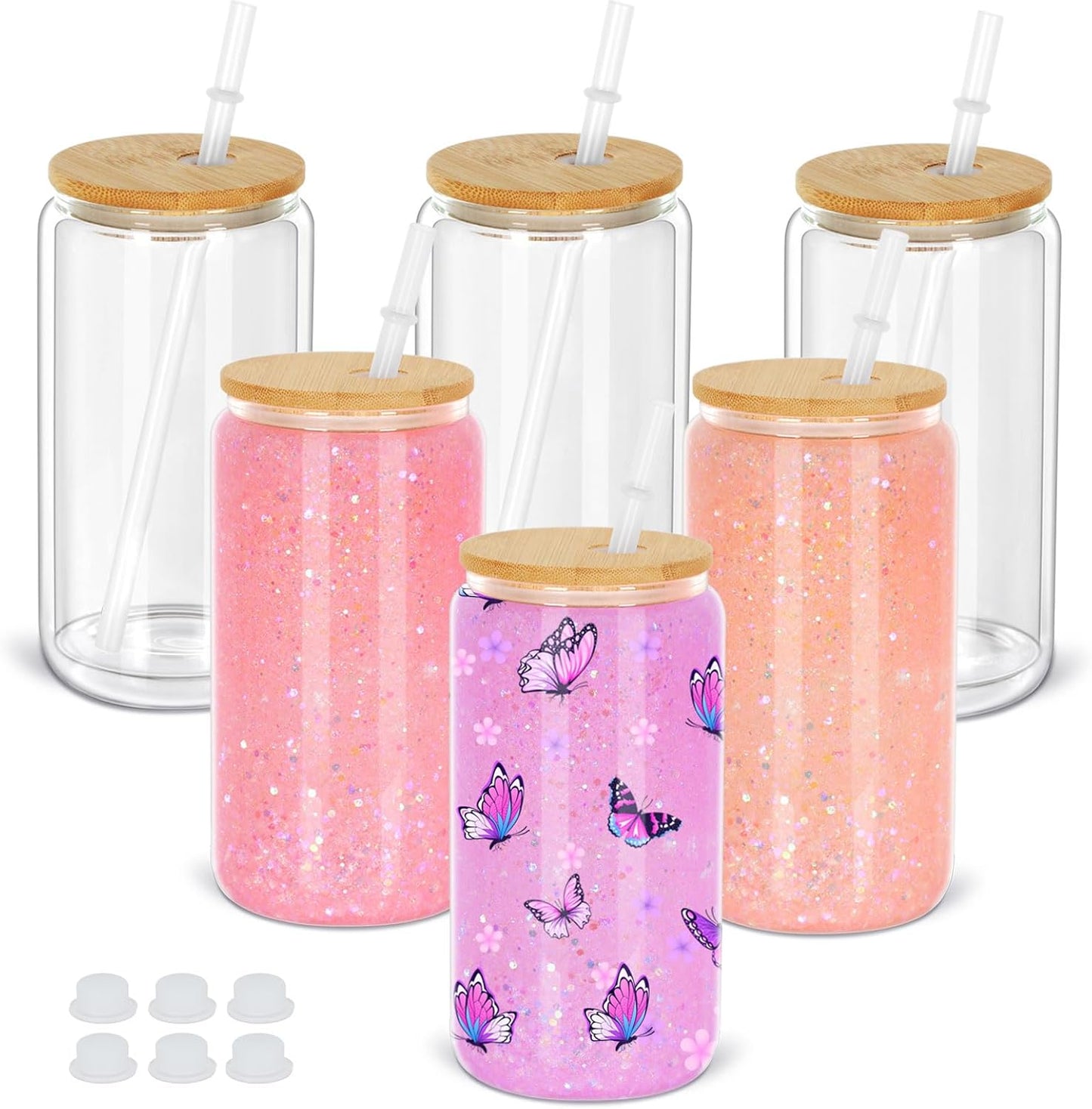 16 Oz Snow Globe Tumbler Set for DIY Glitter Projects