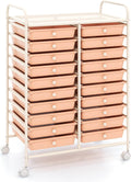20-Drawer Rolling Storage Cart Peach Fuzz - Mobile Craft Organizer
