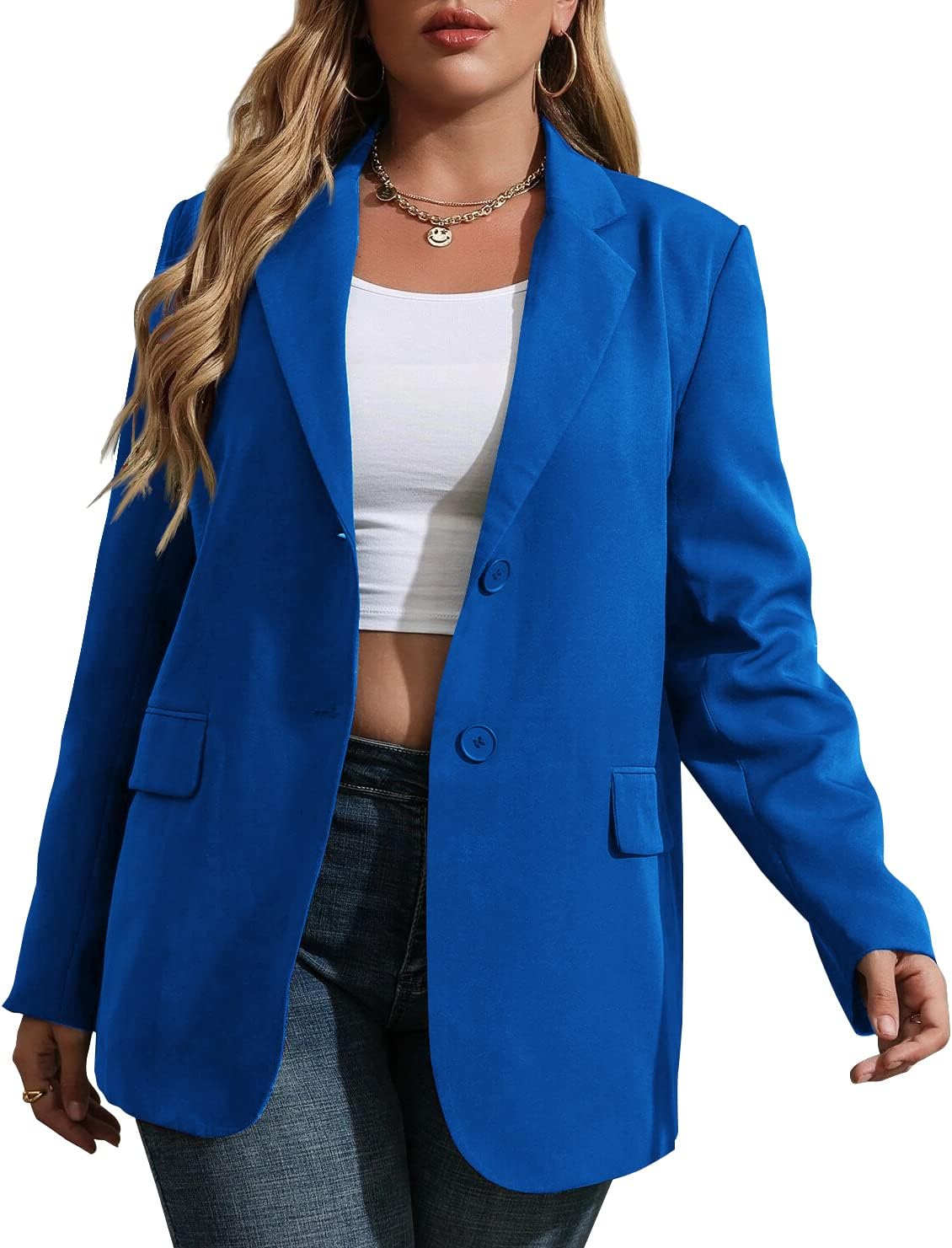 Womens Plus Size Casual Blazer Jackets for Work and Office