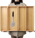 V-Shaped Bamboo Drawer Organizer Set of 3 - Stylish Utensil & Flatware