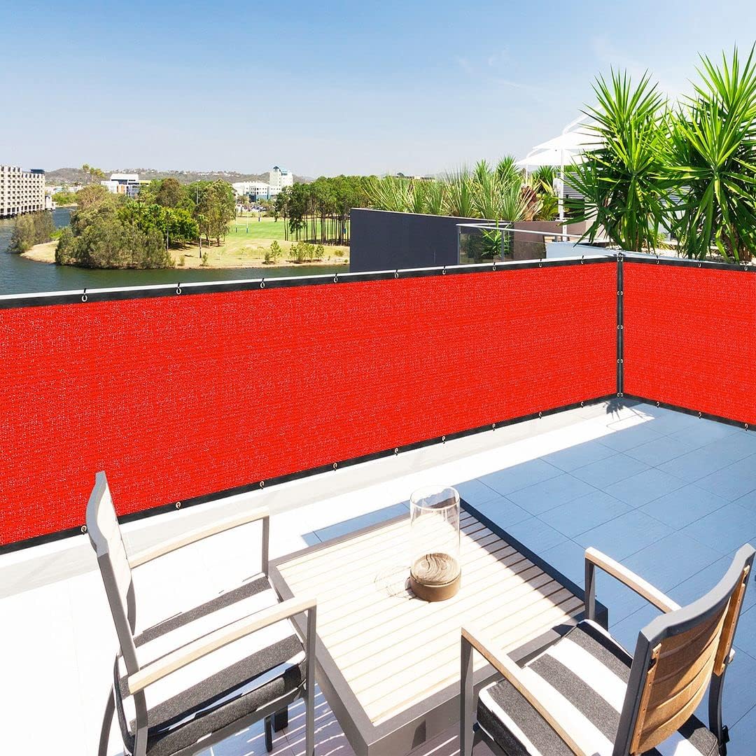 Houssity Red 4ft x 88ft Balcony Deck Fence Privacy Screen Cover