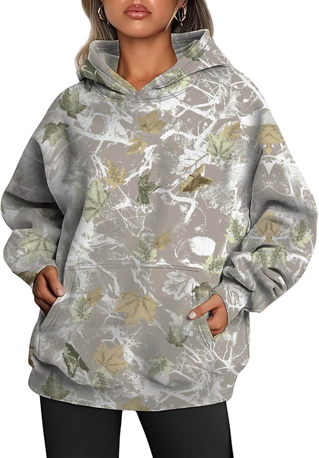 Maple Leaf Graphic Camo Hoodie by Thatrich
