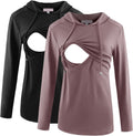Maternity Nursing Hoodie for Women - Long Sleeve Double Layer Top