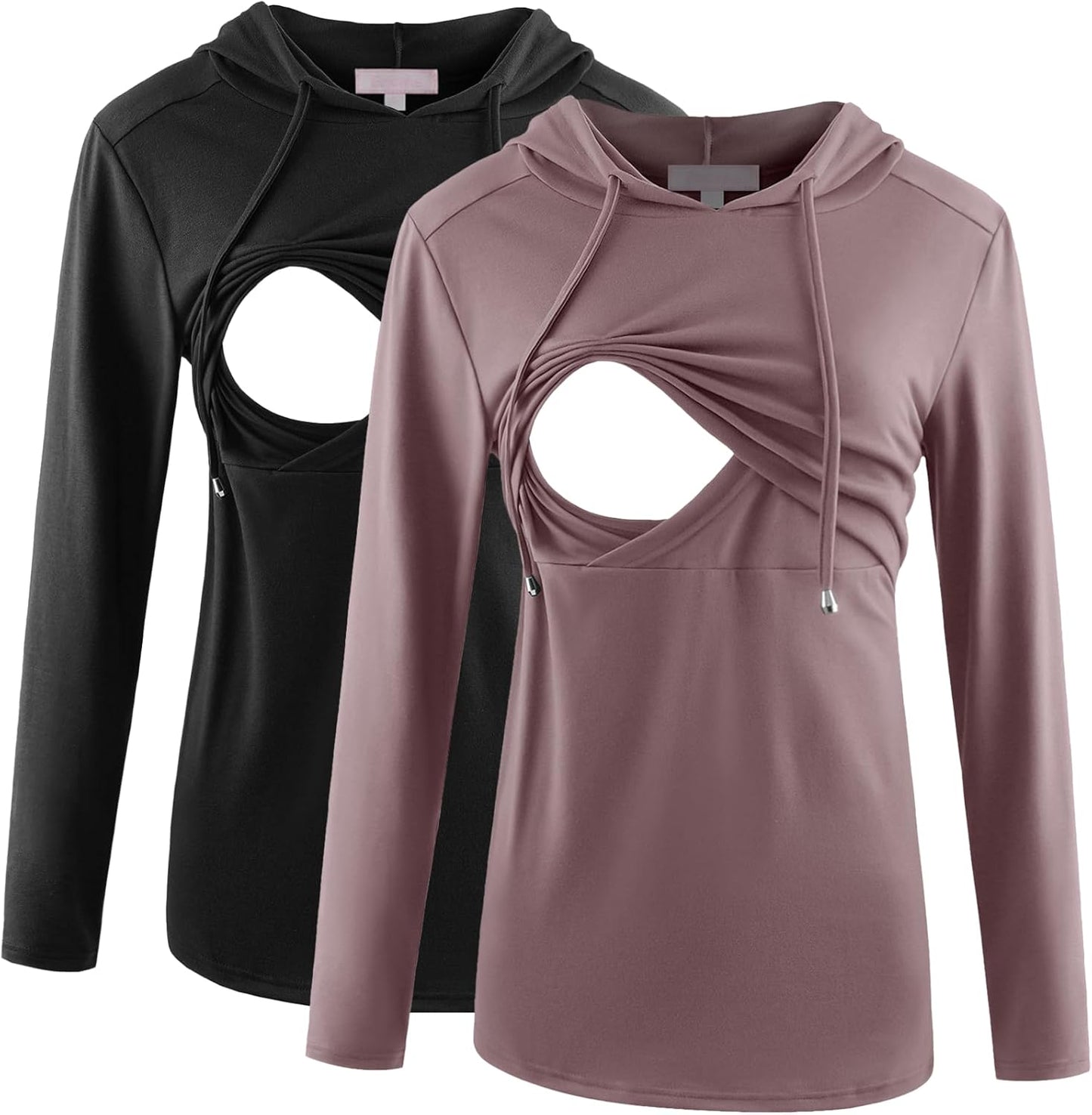 Bhome Nursing Shirt Long Sleeves Hoodie for Breastfeeding Moms
